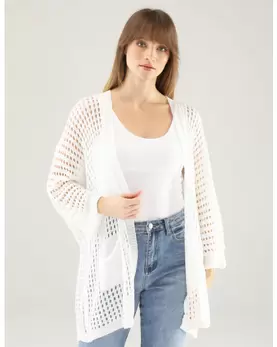 Biały kardigan z dzianiny