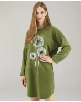 Zielona sukienka z nadrukiem