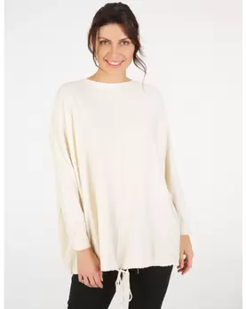 Gładki sweter z troczkiem