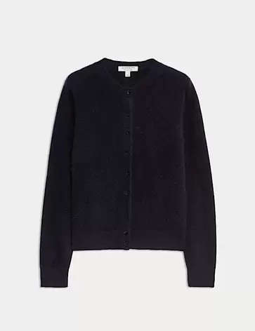 Wool Rich Relaxed Cardigan with Cashmere