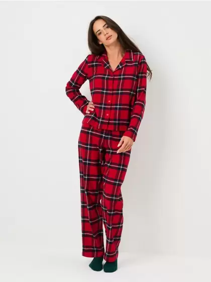 Bawełniana piżama dwuczęściowa w kratę