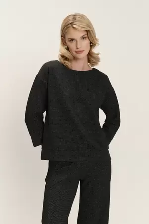 Klasyczna bluza z delikatnym połyskiem rękaw 3/4