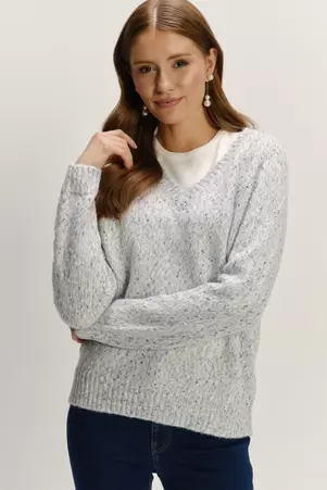 Klasyczny sweter z dekoltem V baby blue