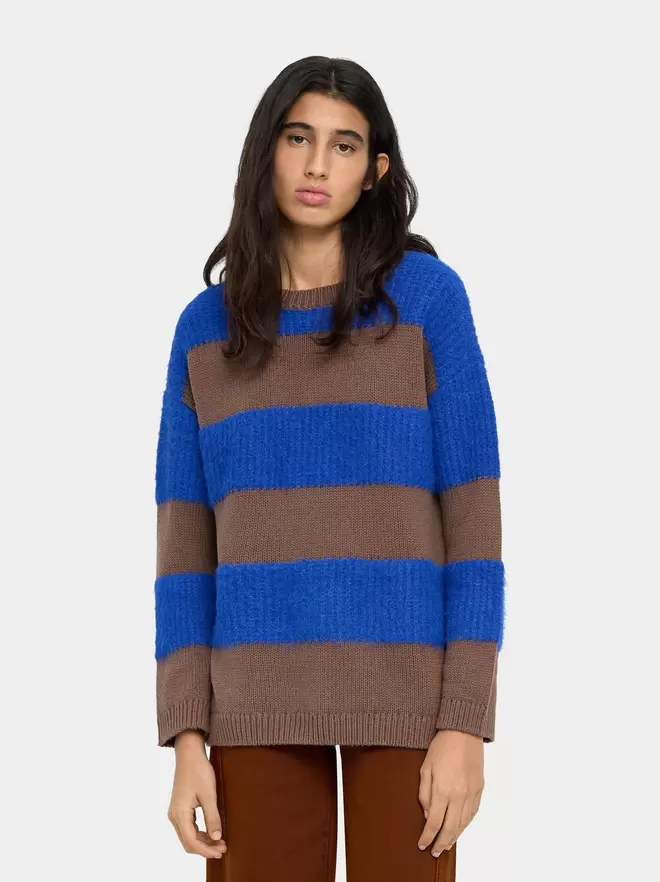 Knit sweater with stripes