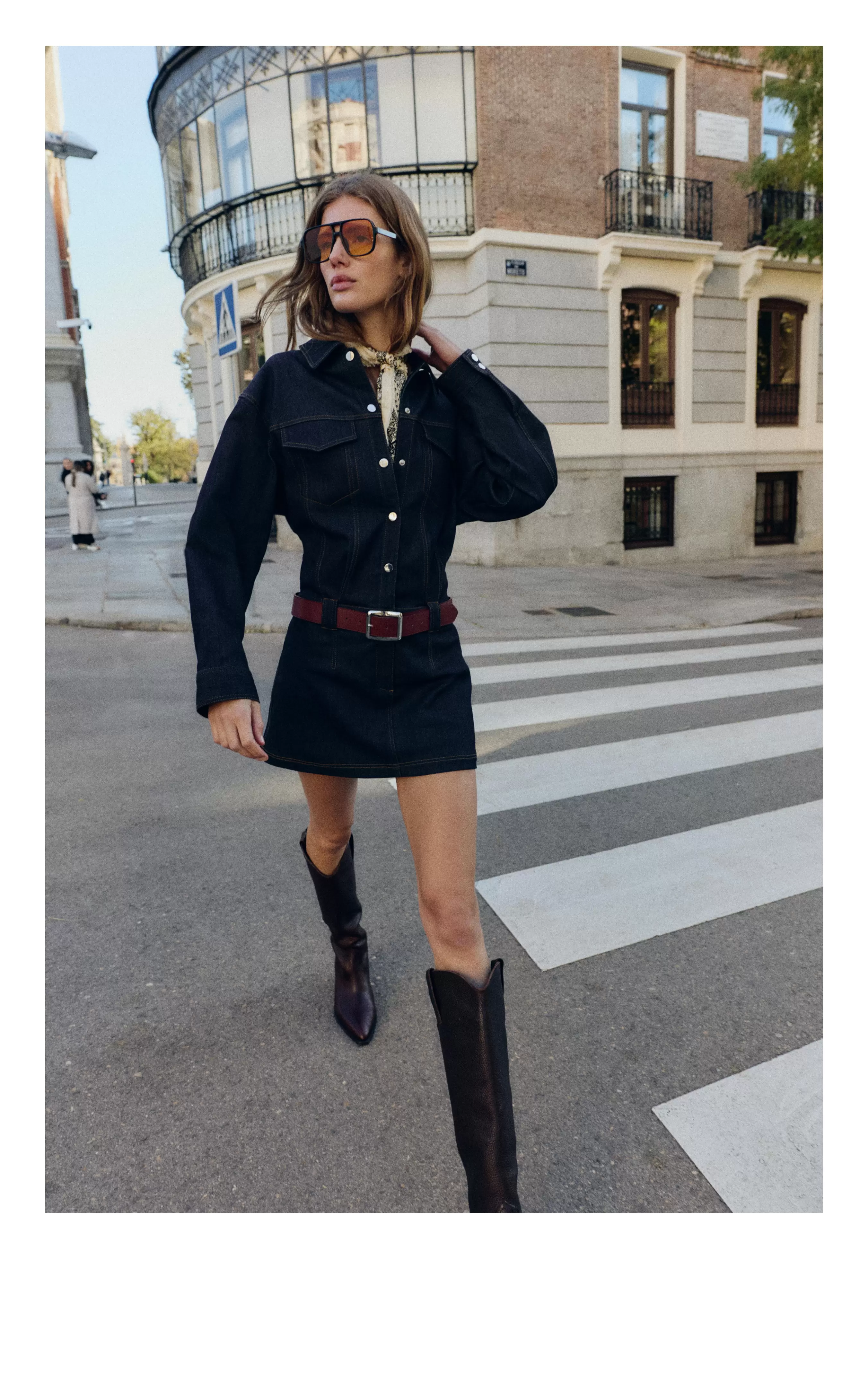 Z1975 SHORT DENIM DRESS WITH BELT