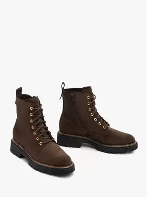 Ciemnobrązowe trzewiki ze skóry welurowej