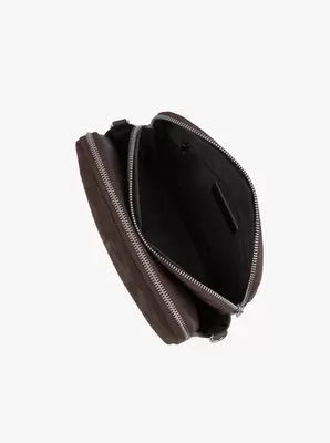 Mała brązowa torebka z łączonych skór