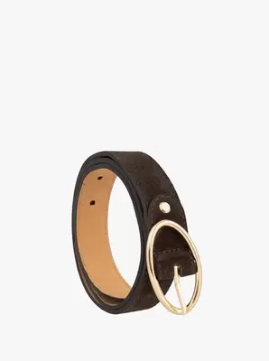 Brązowy pasek ze skóry welurowej