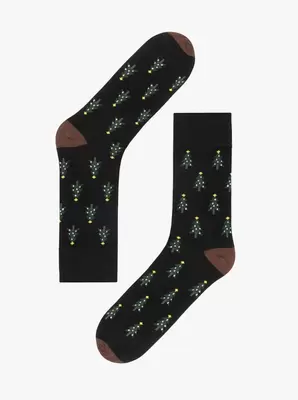 Czarne skarpetki świąteczne unisex w choinki