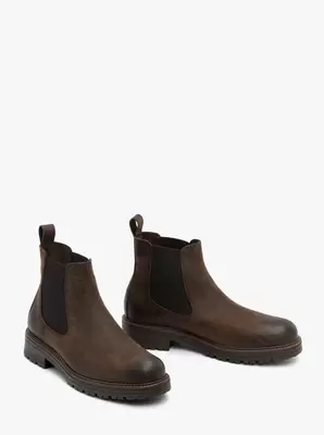 Ciemnobrązowe sztyblety ze skóry licowej