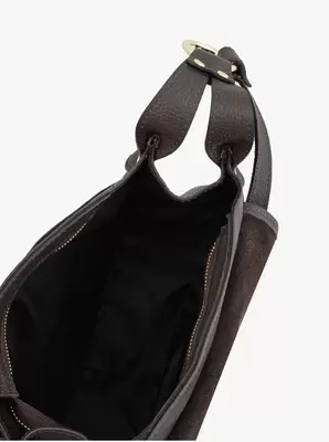 Brązowa listonoszka ze skóry licowej i welurowej