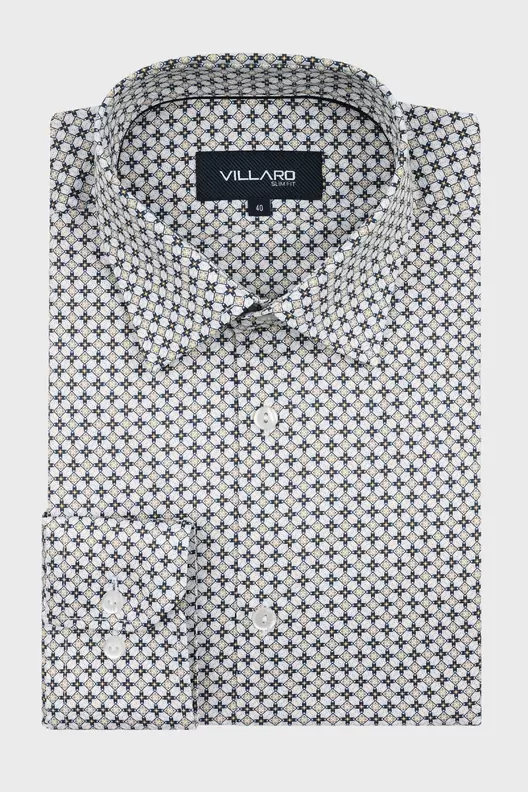 Koszula Męska Biało-Granatowy Wzór