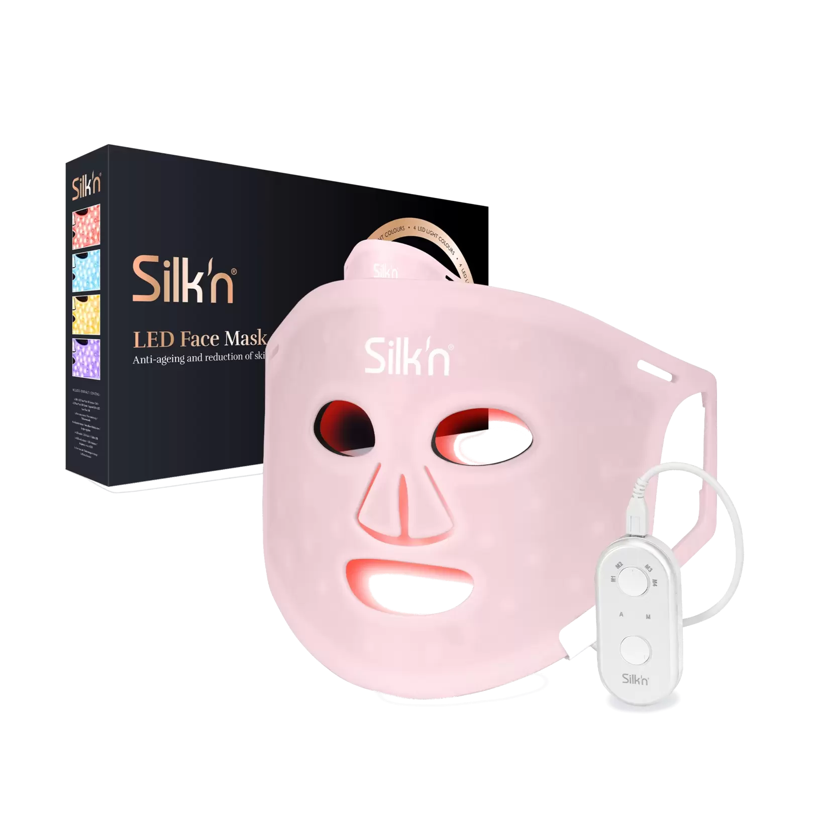 Maska LED do twarzy SILK`N 100 LED Terapia światłem Różowy