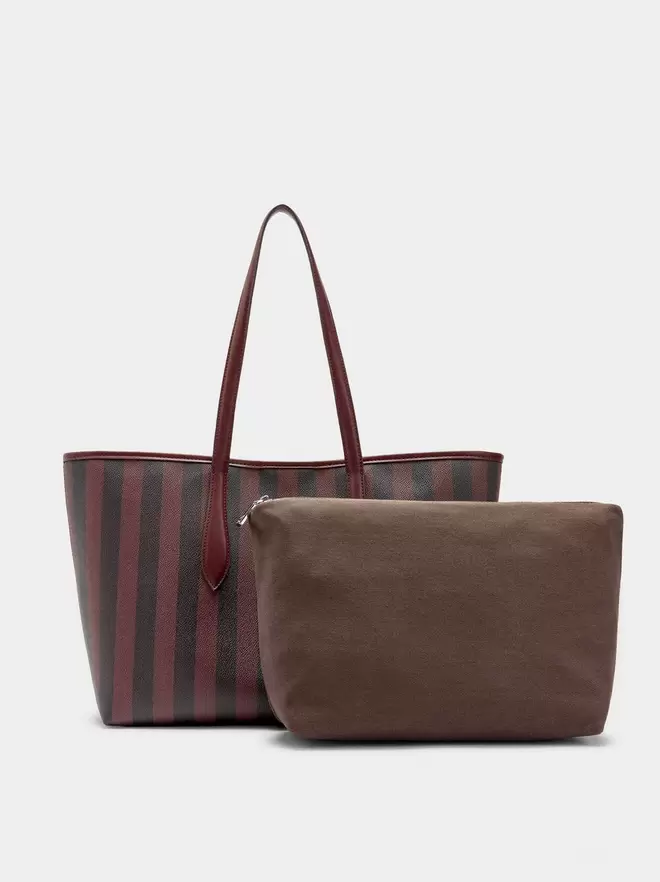 Shopper bag with stripes with removable bag