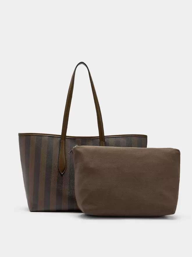Shopper bag with stripes with removable bag