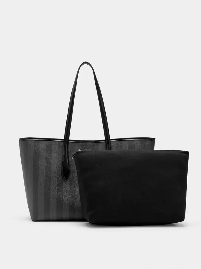 Shopper bag with stripes with removable bag