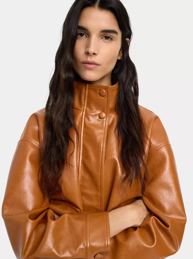 Leather-effect jacket with pockets