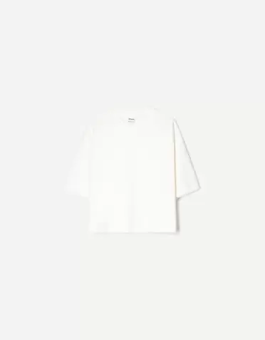 Koszulka z grubej bawełny o kwadratowym kroju z krótkim rękawem