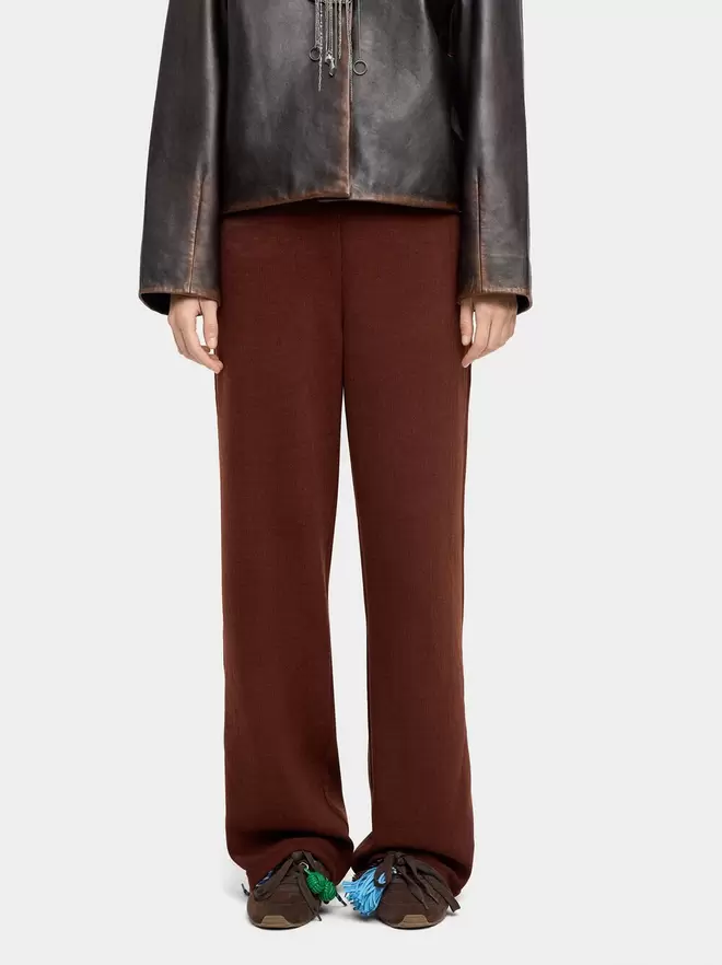 Straight pants with elastic waist