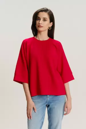 Czerwona bluza oversize z rękawem do łokcia