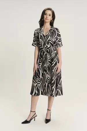 Wiskozowa sukienka w czarno-kremowy wzór
