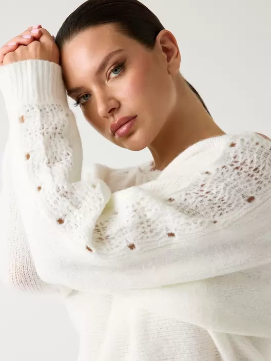 Jersey corto con acabados de ganchillo