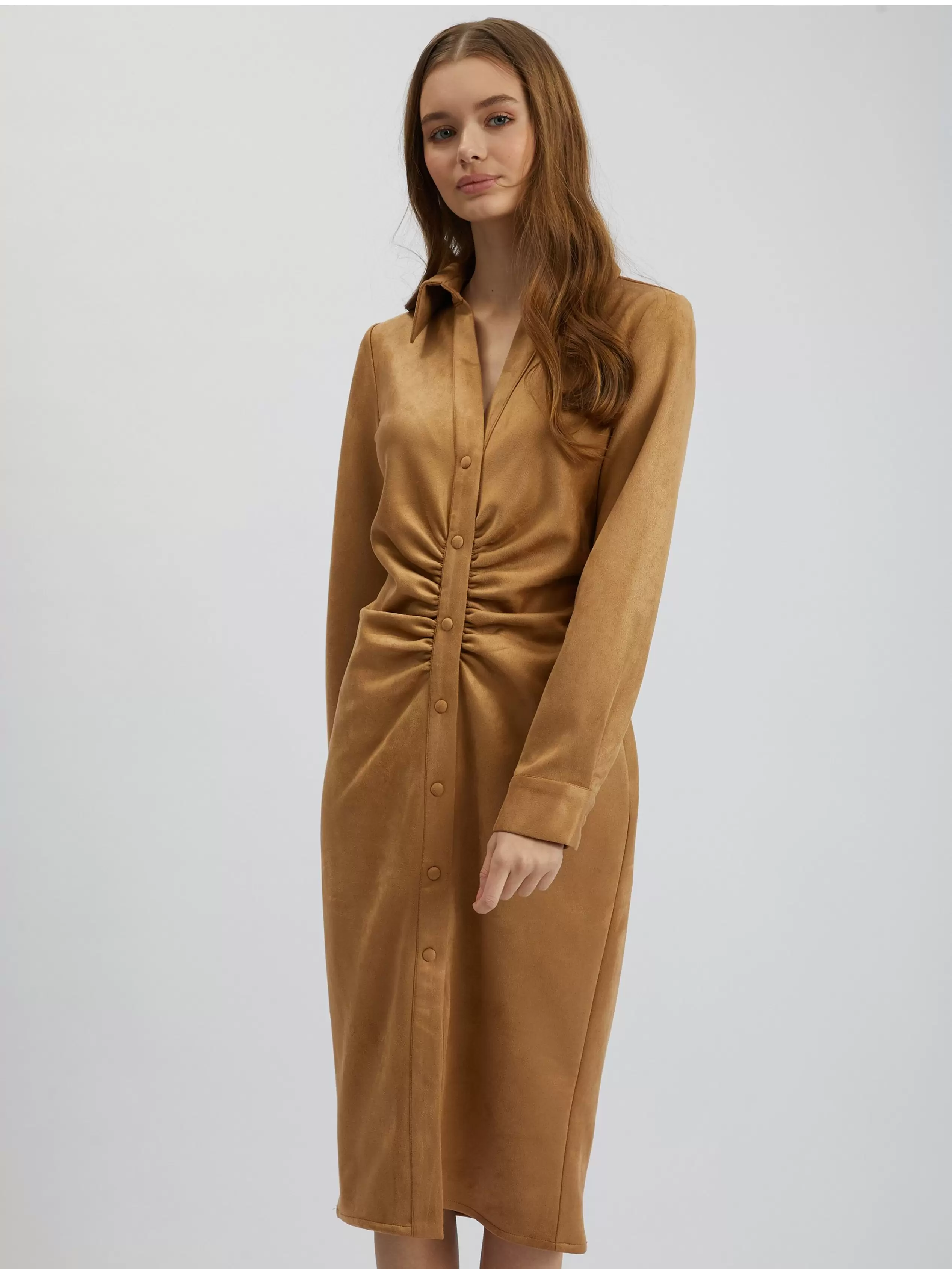 Brązowa zamszowa sukienka ORSAY