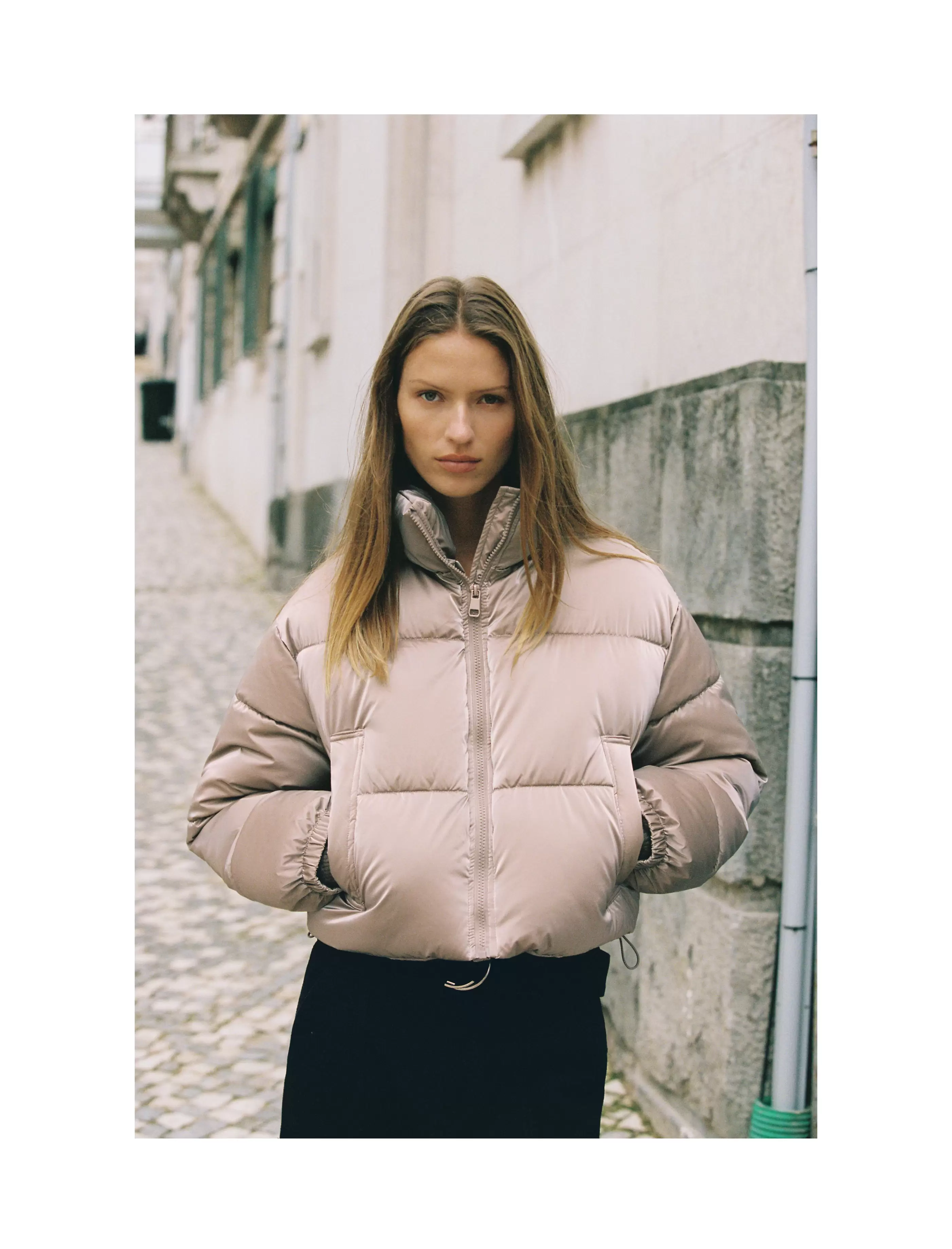 FAUX LEATHER TROUSERS WITH ELASTIC WAIST