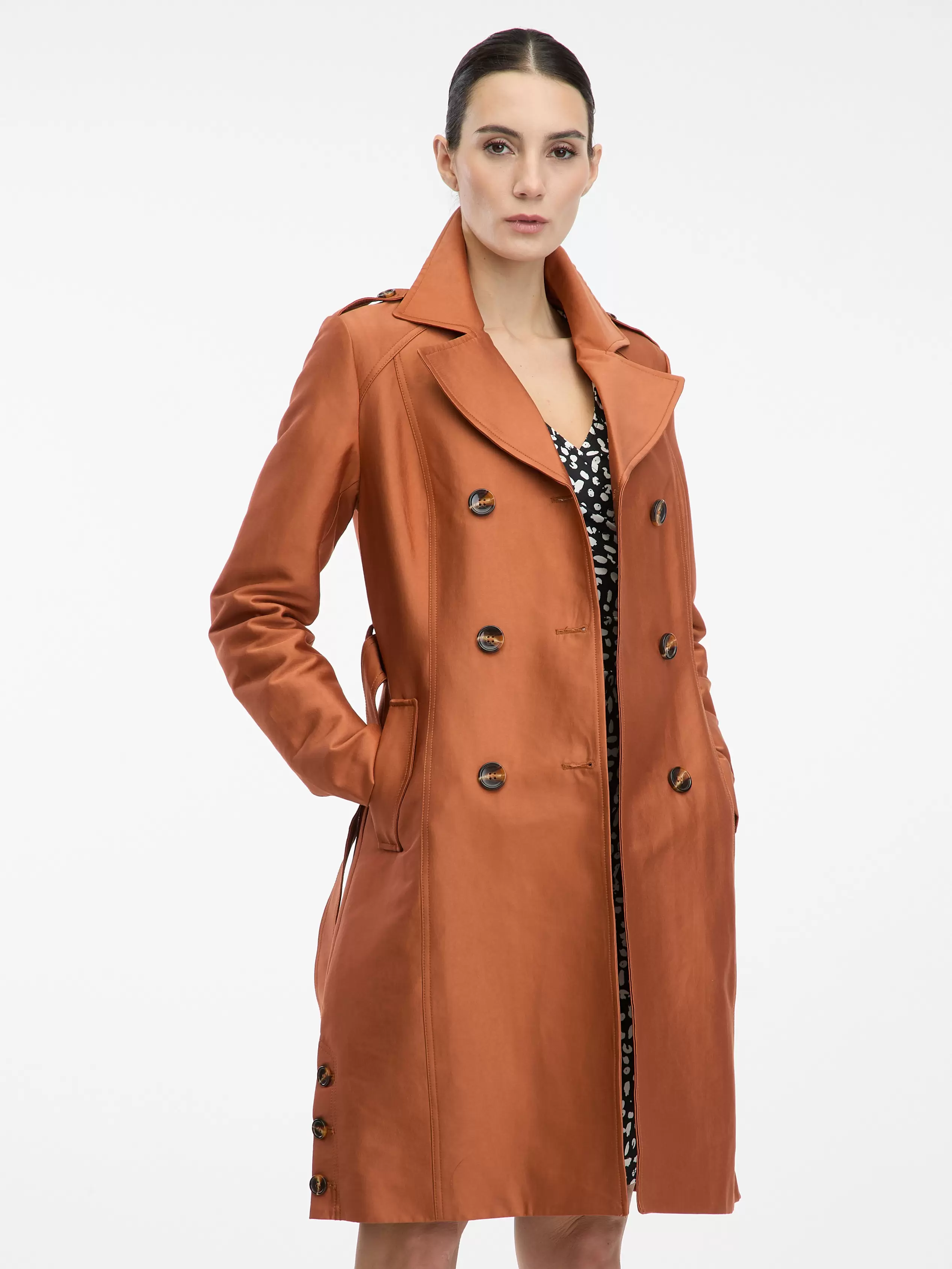 Brązowy trencz damski ORSAY