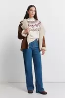 Jeans super wide bolsillos plastrón