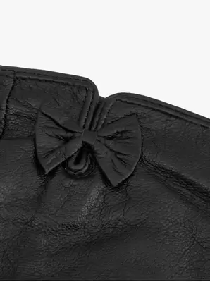 Czarne rękawiczki ze skóry licowej