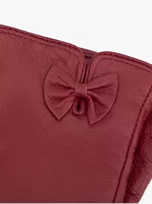 Bordowe rękawiczki ze skóry licowej