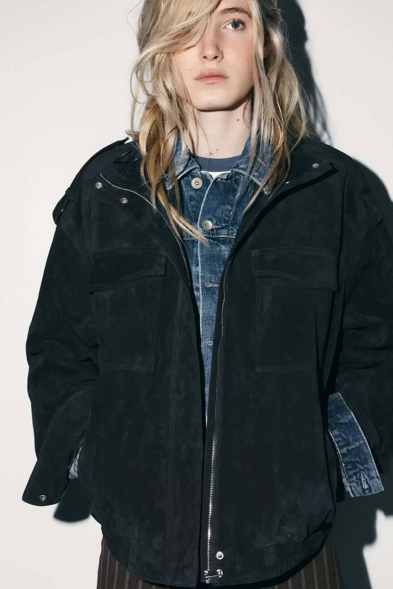 100% SUEDE LEATHER JACKET WITH POCKETS