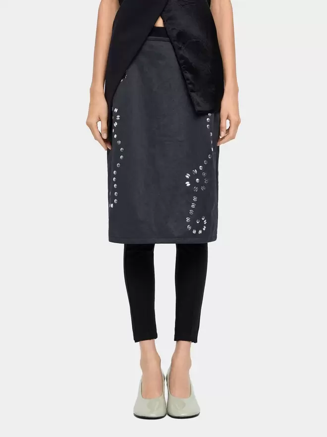 Midi skirt with rhinestones