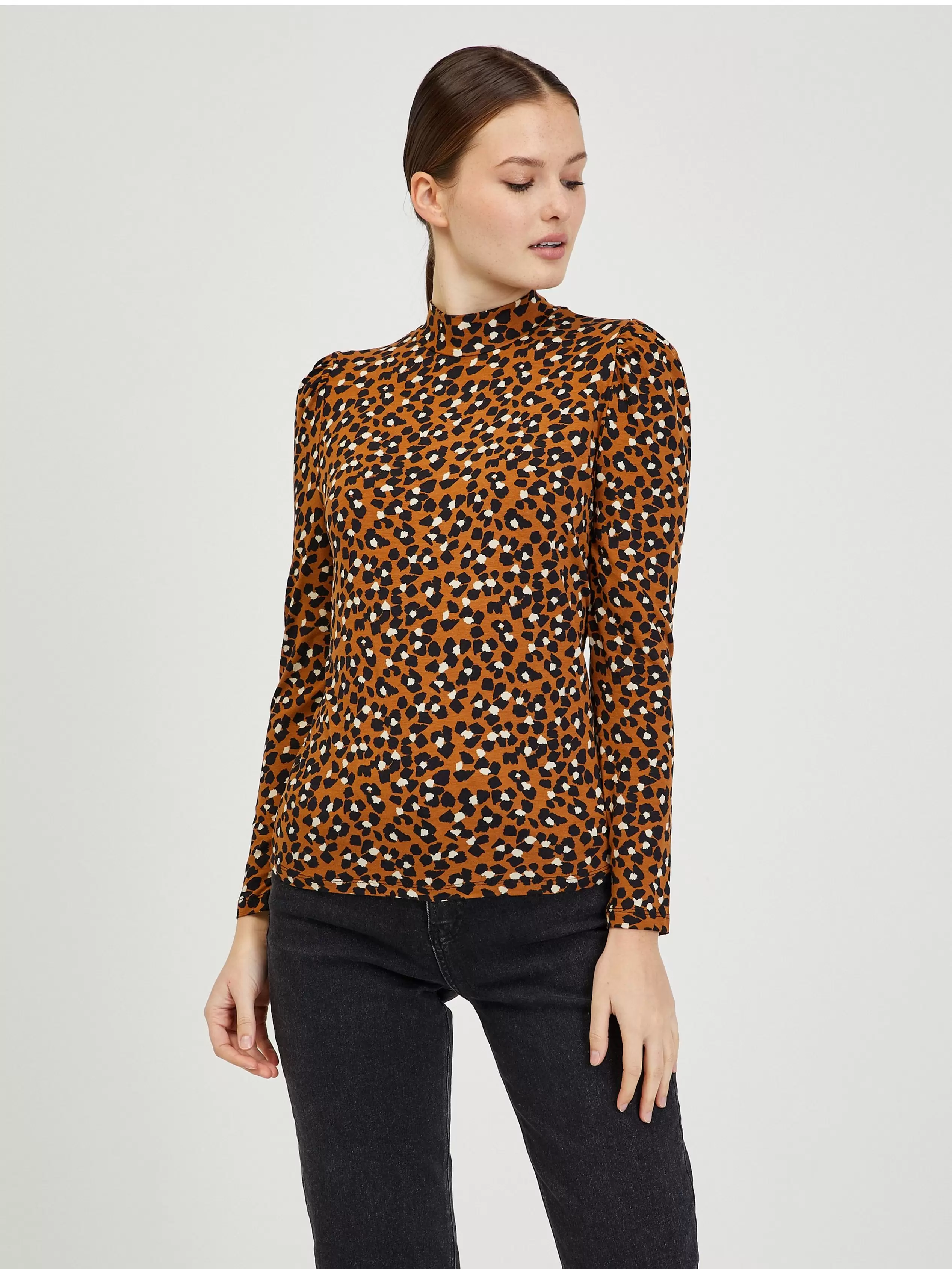 Brązowa koszulka damska wzorzysta ORSAY Paisy