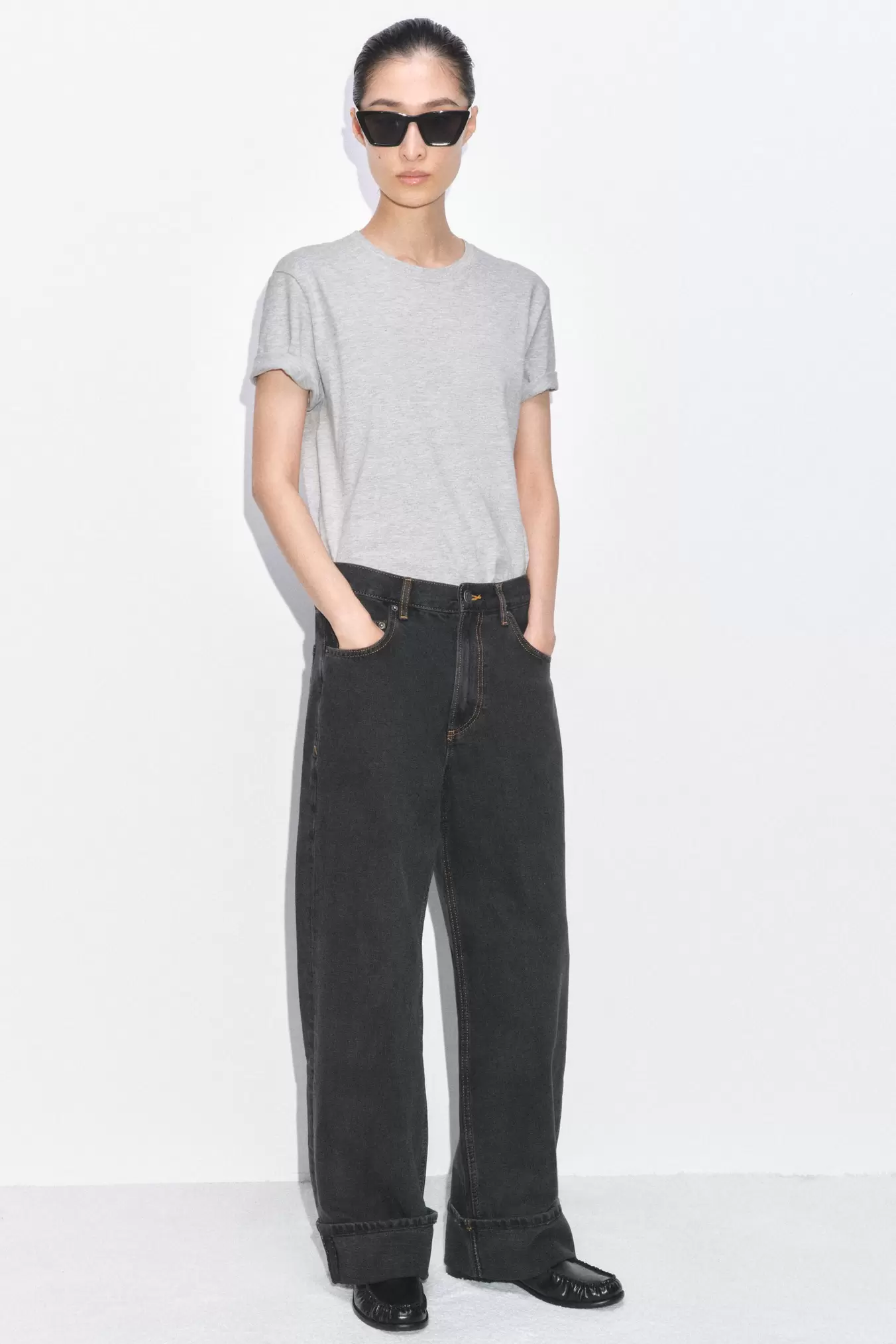 ZW COLLECTION BAGGY MID-WAIST JEANS
