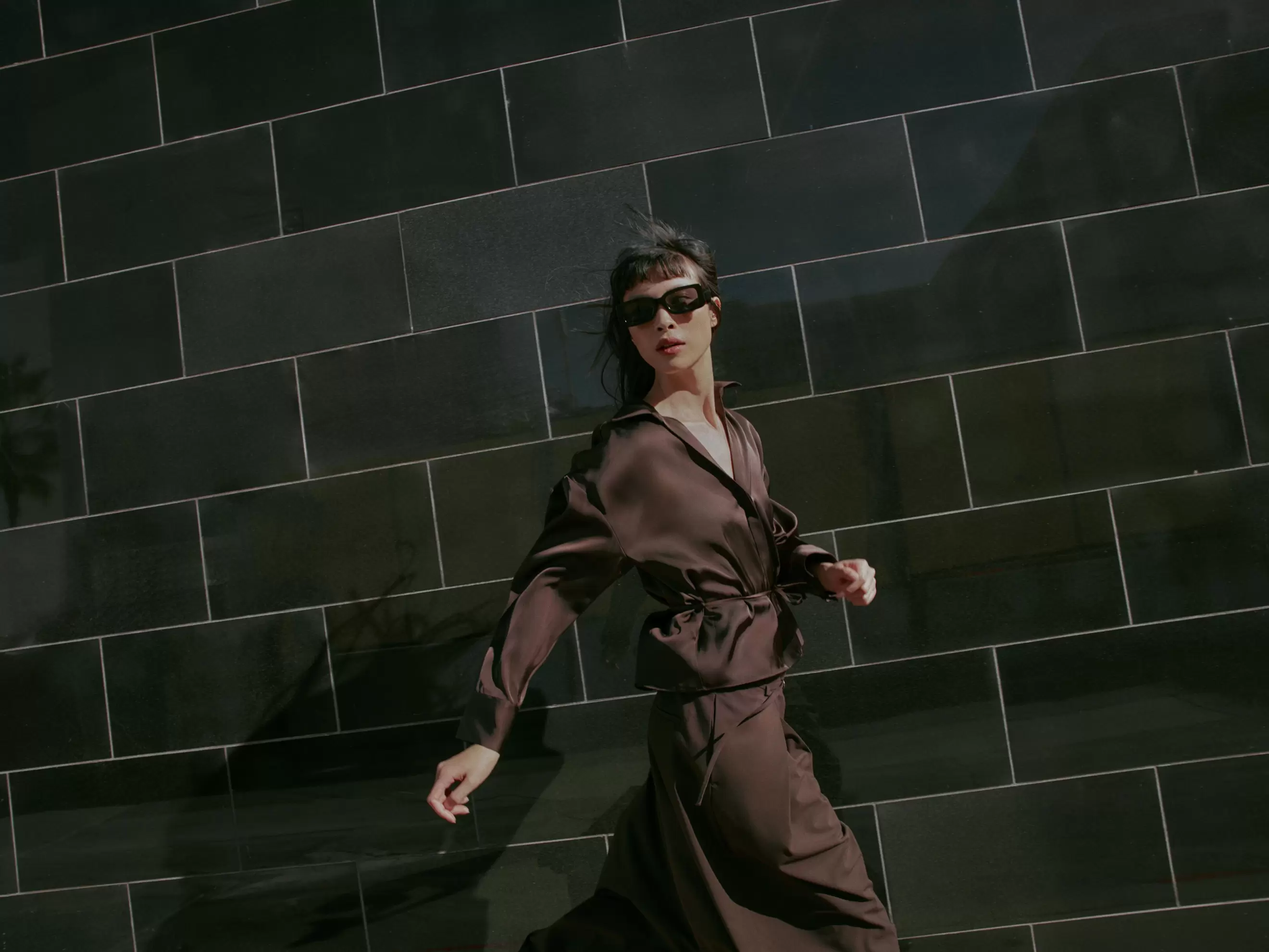 SATIN BLOUSE WITH BELT