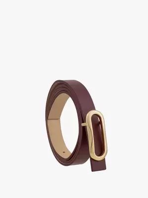 Bordowy pasek ze skóry licowej