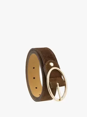 Jasnobrązowy pasek ze skóry welurowej