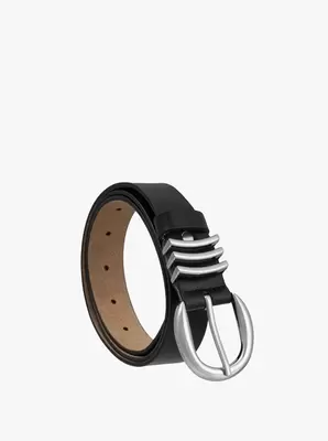 Czarny pasek ze skóry licowej