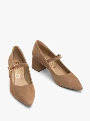 Jasnobrązowe czółenka na stabilnym obcasie