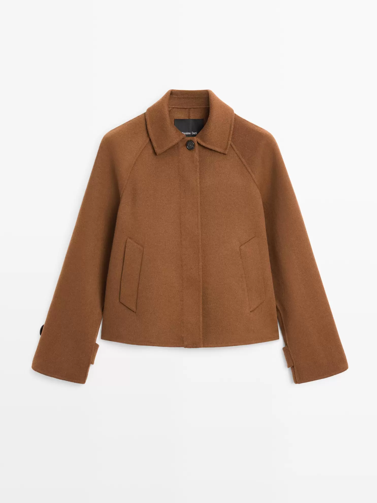 Krótki płaszcz z mieszanki wełny z rękawem raglanowym