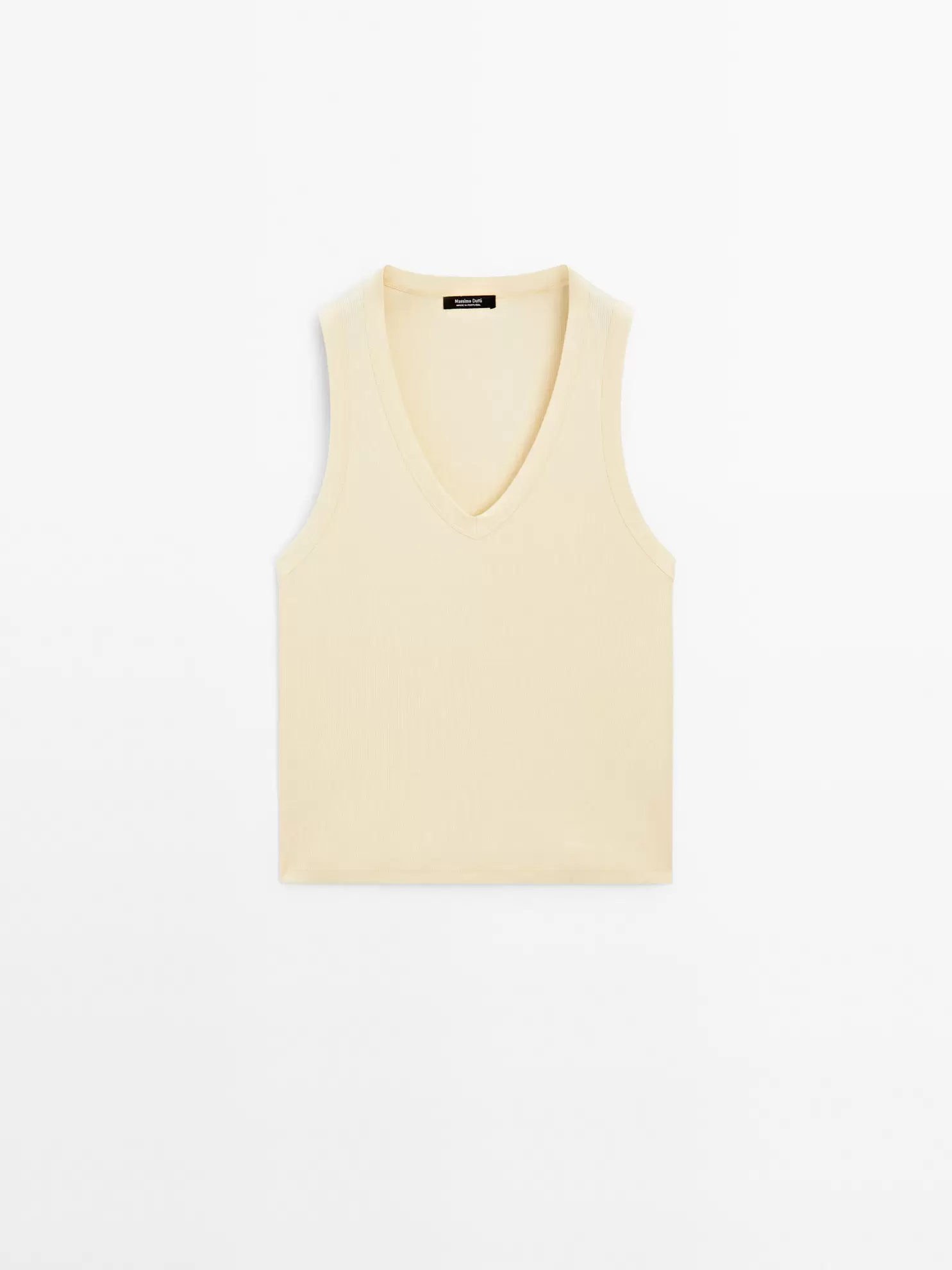 Prążkowana koszulka z dekoltem w serek