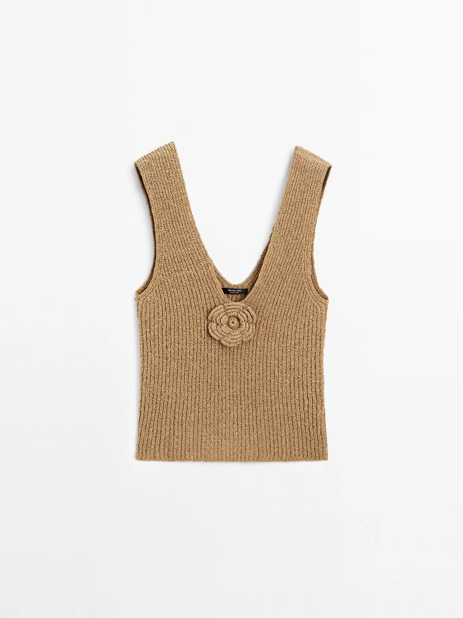 Top z mieszanki bawełny z ozdobnym kwiatem