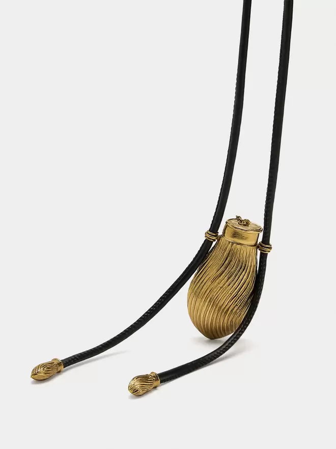 Cord necklace with striped pocket