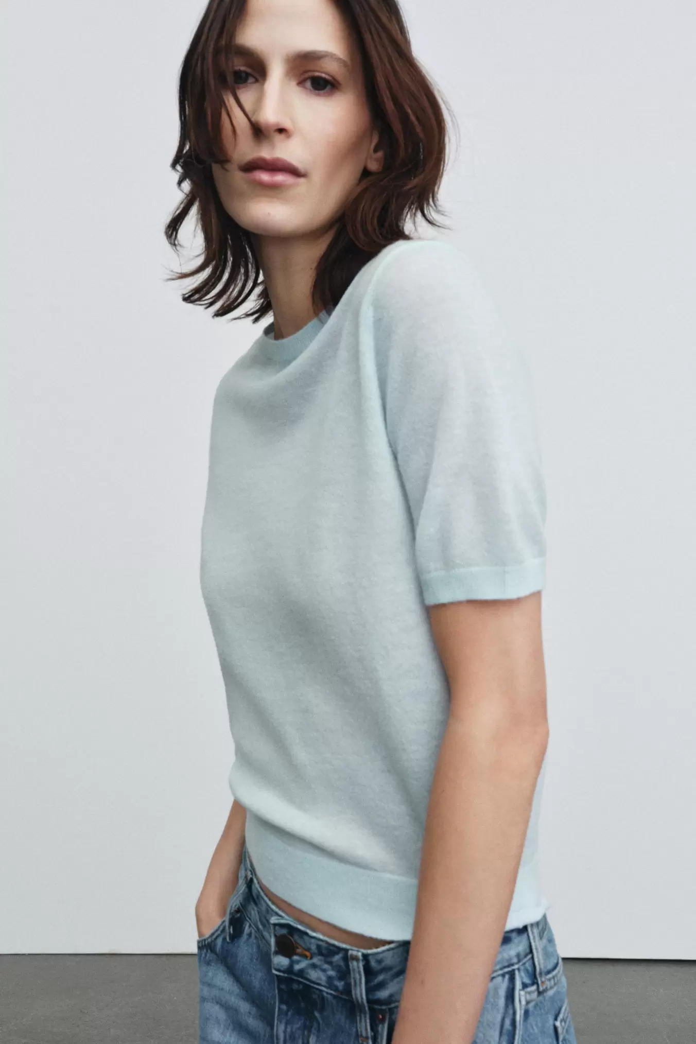 SHORT SLEEVE WOOL BLEND JUMPER