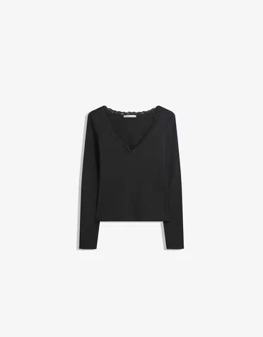 Koszulka z długim rękawem z koronką