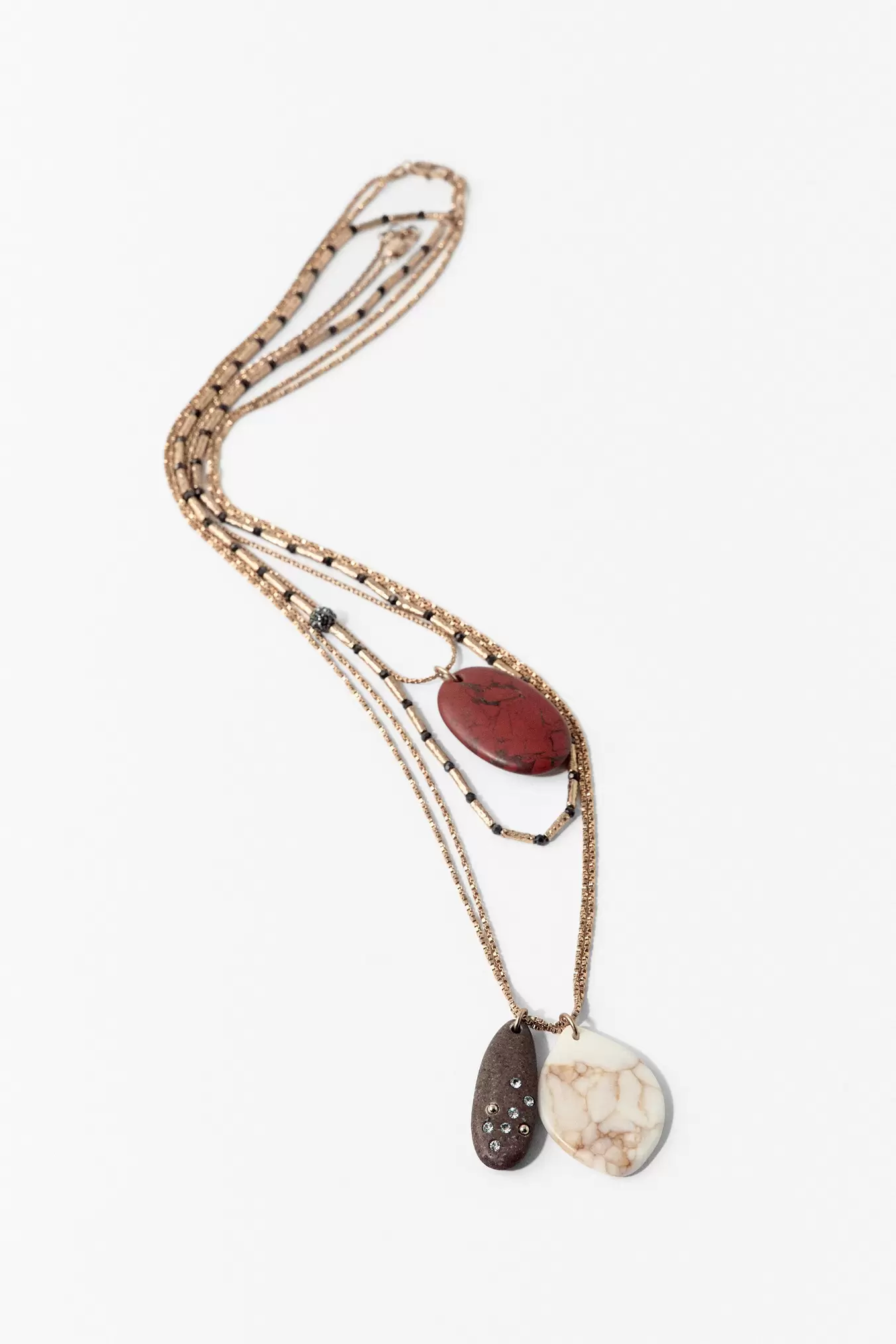 PACK OF 3 STONE AND SHIMMER NECKLACES