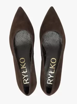 Ciemnobrązowe czółenka na kaczuszce