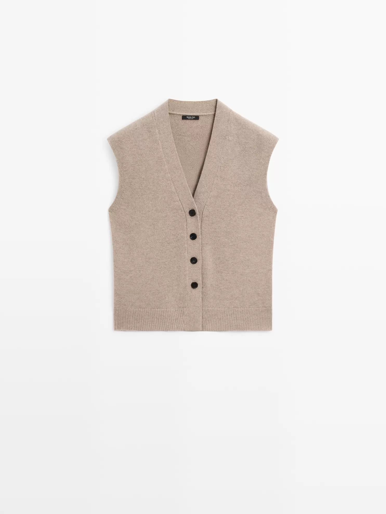 Dzianinowa kamizelka z mieszanki wełny z dekoltem w serek